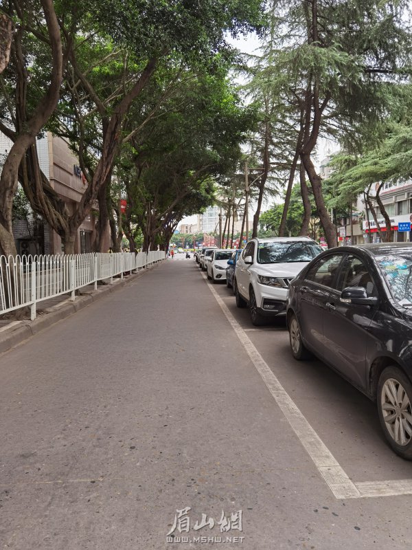 街道整潔干凈，車輛停放規(guī)范。