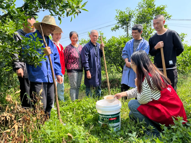 科研院校技術(shù)人員為群眾普及科學種植技術(shù)。